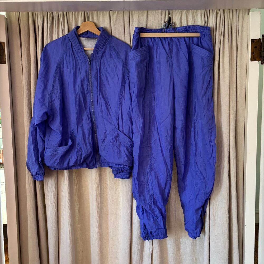 Vintage Aviayo‎ Aviat Sportif Track Suit Set XL Purplel Nylon 90s France